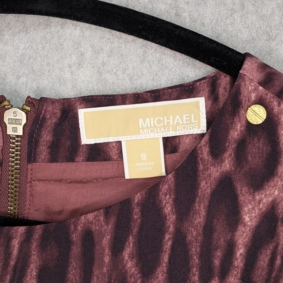 NWT Michael Kors Sheath Dress Purple Animal Print Knee Length Women’s Sz 8 - Picture 16 of 16